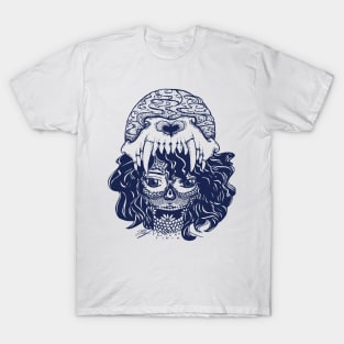 Girl and Wolf Skull T-Shirt